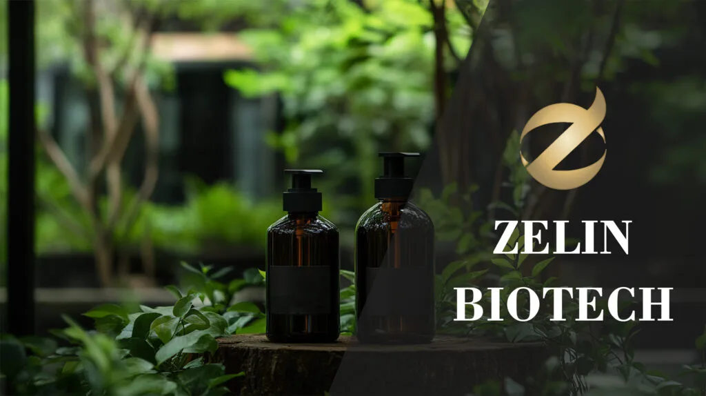 two bottle of dark brown body wash , placed in front of green plants and treeroots, with soft lighting. The product issurrounded by natural elements such aswood and leaves, creating an atmospherethat emphasizes organic ingredients. Thephotography is in the style of highresolution photography. In the background there is blurred nature. lt hasa white label with black text on its sidegiving off unique texture and lightreflection effects.