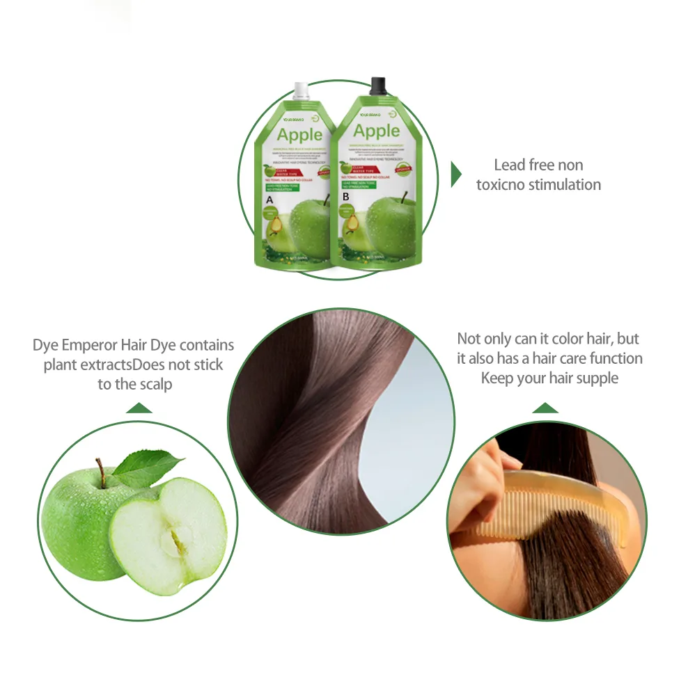 Private Label Hair】APPLE BLACK HAIR SHAMPOO - China Hair Color
