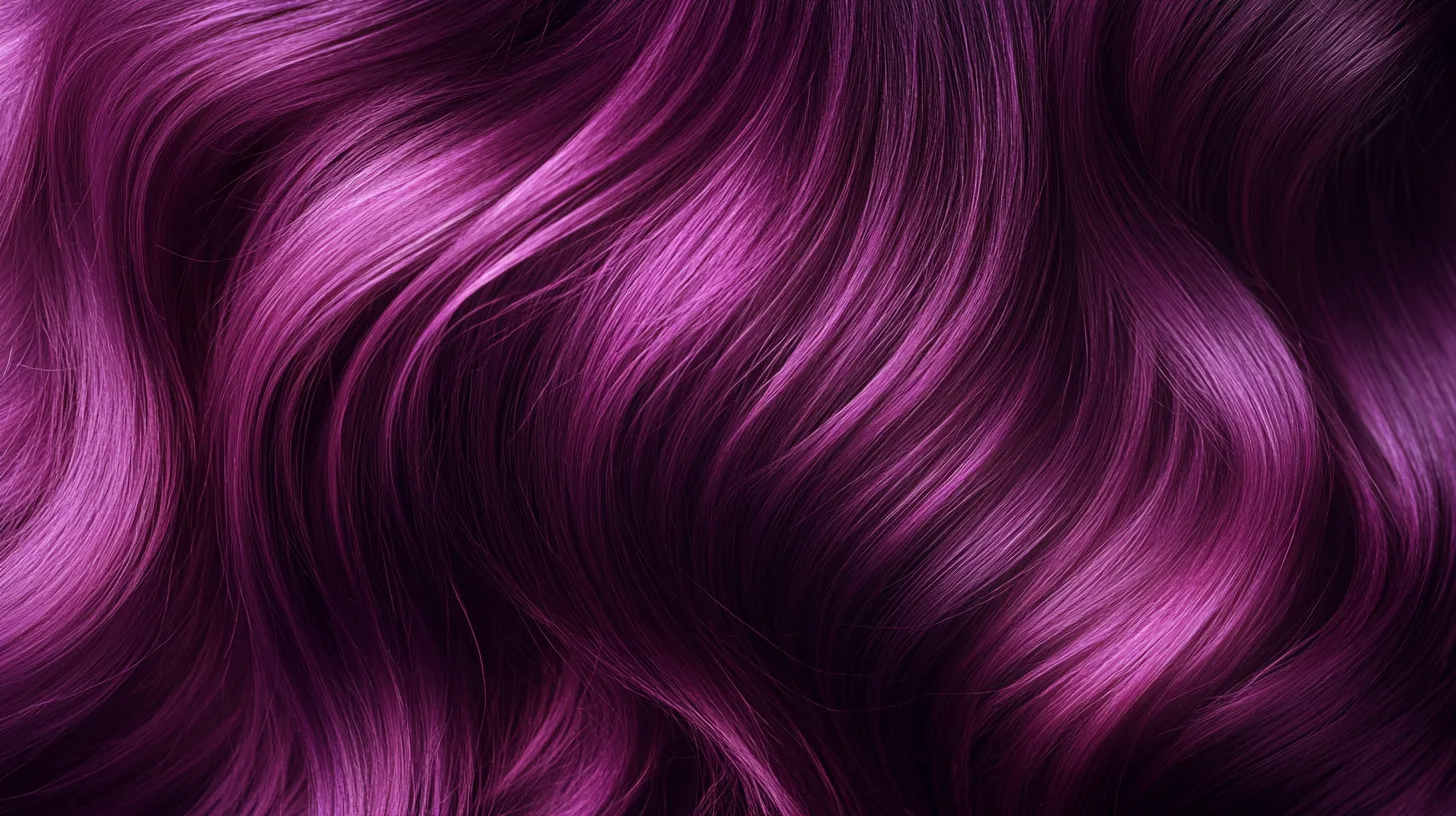 close up dark Magenta wavy hair